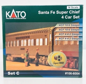 Kato N Santa Fe Super Chief *Lighted* 4 Car Add-On Set C 106-6004 New - Picture 1 of 8