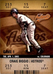 Craig Biggio 2003 Fleer Authentix #4 Houston Astros FREE SHIPPING AutographDen - Picture 1 of 2