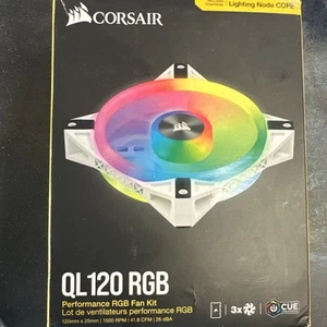 CORSAIR QL120 RGB PWM Lighting Node CORE Fan Kit 120mm White 3 Pack - Bild 1 von 3