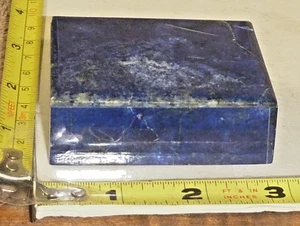 Vintage 2-teiliges echtes Lapislazuli Schmuckstück/Pillendose - Afghanistan - reparierter Riss - Bild 1 von 11