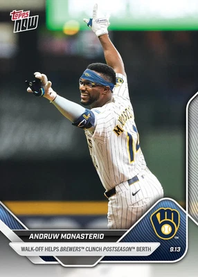 2025 Topps Now Walk-Off Clinch Postseason #708 Andruw Monasterio Brewers - Image 1 of 2