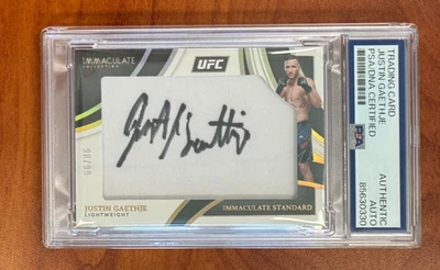 Justin Gaethje Signed Autographed Immaculate Memorabilia Card PSA/DNA COA /99 - Image 1 of 2