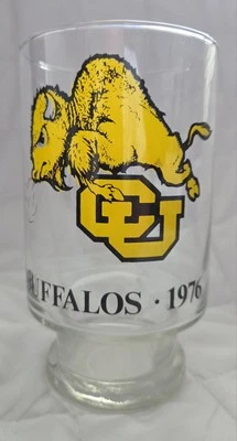 Vintage CU Buffaloes 1976 Large Glass Drinking / Vase Boulder Colorado Over 6" - Image 1 of 4