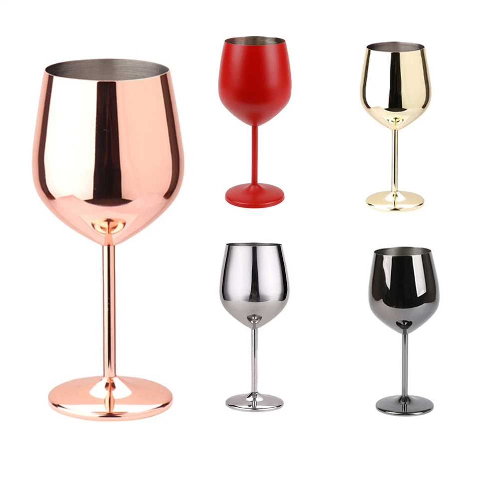 Stainless Steel Wine Glass Metal Stemmed Wine Goblets Smooth Mouth Stemmed - Image 1 of 4