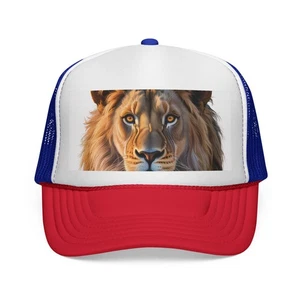 Lion's Eyes Trucker Cap, Lion Face Hat, Animal Lover Gift, Safari Theme Cap, - Picture 1 of 29