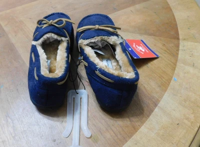 Nuevo Niños Unisex Beverly Hills Polo Azul Club Imitación Gamuza Mocasín Zapatillas Talla 2 Foto 1 de 3