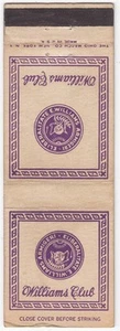 Libro de fósforos vintage de Estados Unidos "WILLIAMS CLUB" - Imagen 1 de 1