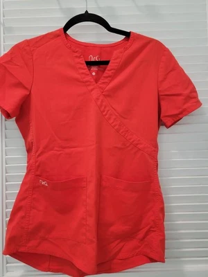 Women's Red Fitted Scrub Shirt V Neck Size X- Small - Image 1 of 3
