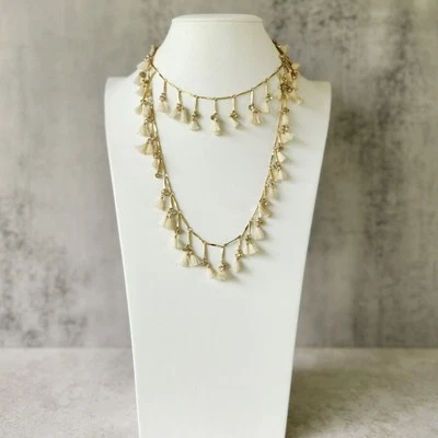 Collar Largo Anthropologie Serafina Borla Estrás Tono Dorado 32 Pulgadas Boho Foto 1 de 4