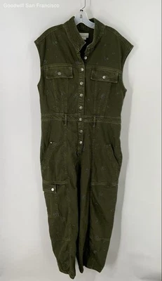 Mono de mujer Anthropologie verde mezcla de algodón pierna recta de una pieza talla XL Foto 1 de 4