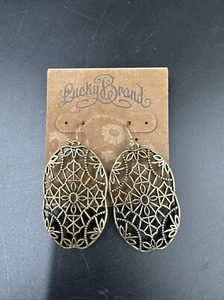 Lucky Brand Dangling Earrings Floral Gift Gold/ Bronze Color 1.5” Mom Holiday - Picture 1 of 3