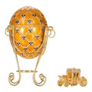 Fabergé Krönungs Ei Schmuckkästchen mit Kutsche 19 cm gelb - Bild 1 von 7