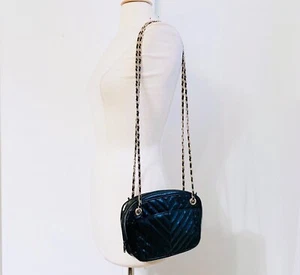 Schultertasche Jay Herbert New York Vintage schwarz Lackleder gesteppt - Bild 1 von 8