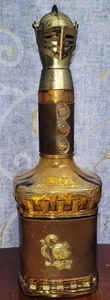 Vintage Medieval Knight Armor Bar Decanter Leather Square Amber Glass - Picture 1 of 23