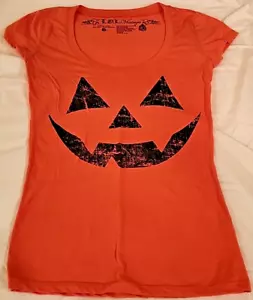 Women's L.O.L. Vintage Jack-O-Lantern T-shirt Small Orange Halloween - Picture 1 of 3