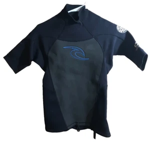 Rip Curl Womens XS Wetsuit Top, 3/4 Sleeve Black/Blue Stripe ** - Picture 1 of 11