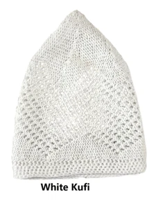 3X White Kufi Hat Tight Crocheted Comfortable Cotton Muslim prayer Kufi (3 PACK) - Picture 1 of 1