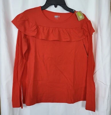 Top Crazy 8 Nuevo con Etiquetas Niñas Naranja Volantes Manga Larga Cuello Redondo Talla L 10/12 Foto 1 de 4