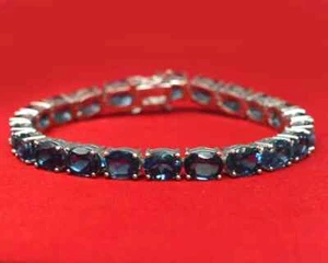 Natural London Topaz Gemstone Bracelet,925Sterling Silver,Tennis Bracelet,Gift - Picture 1 of 7