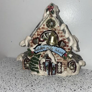 Blue Sky Clayworks “golden Rule School Christmas Candle Tea Light House Holidays - Picture 1 of 11