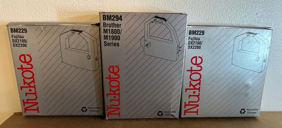 LOT: Nu-Kote BM229 & BM294 Black Matrix Inked Nylon Ribbon for Fujitsu & Brother - Image 1 of 3