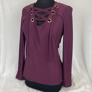 Camicia da viaggio fibbia top donna small viola manica lunga stringata anteriore nuova con etichette - Foto 1 di 9