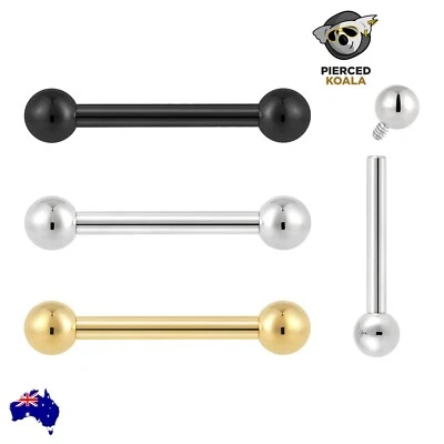 2Pcs Titanium 16G 6mm Internally Threaded Tragus Helix Cartilage Ear Bar Barbell - Image 1 of 4