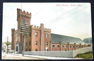 Postal State Armory Lowell Massachusetts MA PC alrededor de 1909 sin usar CG Prince - Imagen 1 de 1