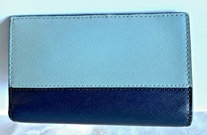 Kate Spade Spencer hellblau/dunkelblau schmale Geldbörse mit Doppelfaltung Top Zustand! - Bild 1 von 5