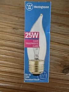 WESTINGHOUSE 25W Bent Tip Clear THREE Standard Replacement Bulb CA-10 Fan Lamp - Picture 1 of 3