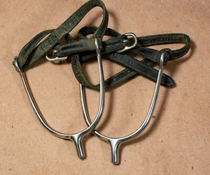 Par de espuelas ecuestres inglesas Príncipe de Gales de colección con correas de cuero - Imagen 1 de 1