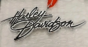RARO GUIÓN HARLEY DAVIDSON GRANDE CROMO Y NEGRO ADORNO DE NAVIDAD NUEVO - Imagen 1 de 7