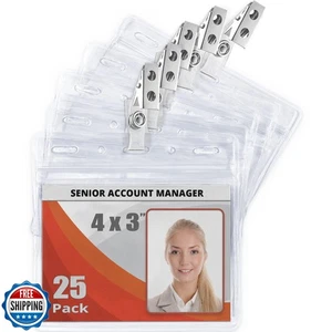 Mifflin-USA Horizontal Card Protector with Metal Clip and Vinyl Straps (Clear - Picture 1 of 5