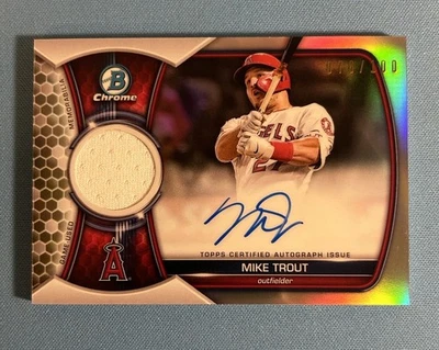 2023 Bowman Chrome BCARMT Mike Trout Game Relic Auto /100 Los Angeles Angels - Image 1 of 2
