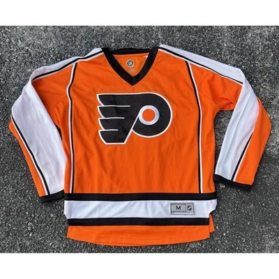 Официальная мужская футболка Philadelphia Flyers НХЛ средний размер оранжевая и черная без рисунка - Изображение 1 из 4