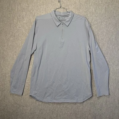 Camisa polo masculina BYLT Premium Basics Lux 1/4 zíper X-Grande cinza pulôver preppy - Imagem 1 de 4
