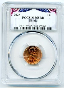 2025 P LINCOLN SHIELD PENNY PCGS MS65 RD CENT - Possible Last Year of Issue - Picture 1 of 2