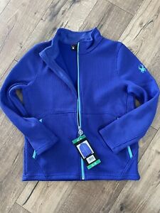 NWT SPYDER Youth Full Zip Heavy Knit Sweater Jacket - Size 18 / XL - Blue/teal