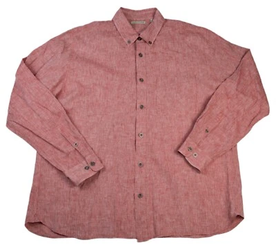 Рубашка на пуговицах углеродная 2 кобальтовая большая льняная хлопковая смесь коралловая розовая - Изображение 1 из 4
