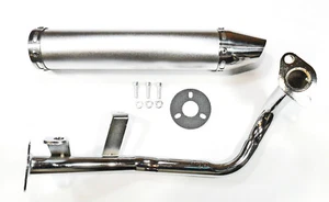 GY6 50cc Scooter Performance Exhaust Muffler 4 Stroke QMB139 Silver Cannister - Picture 1 of 4