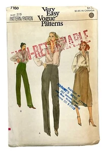 Vintage Very Easy Vogue Sewing Patterns 7160 Pants & Skirt, Misses Size 25 - Picture 1 of 2