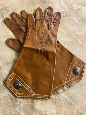 Vintage western leather Alexette, brazillian Cabretta w sterling conchos - Image 1 of 4