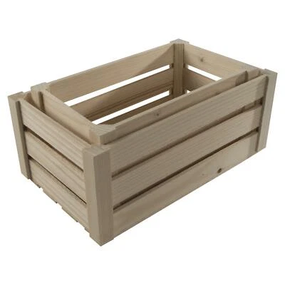 Nest of 2 Farm Shop Display Unit Unfinished Wooden Storage Crates | Small Medium - Image 1 of 4