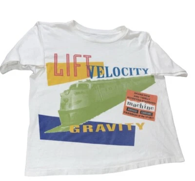 Vintage 90s Graphic Tee Women’s Medium White Gravity Lift Train Single Stitch - Image 1 of 4