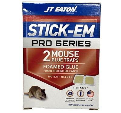 JT Eaton #233P Stick-Em Pro Series 10x5" Rata y Ratón Pegamento Trampa 2 Trampas por Caja Foto 1 de 4