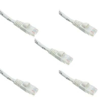 Pack of 5 Cables Snagless 4 Foot Cat5e White Network Ethernet Patch Cable - Image 1 of 4