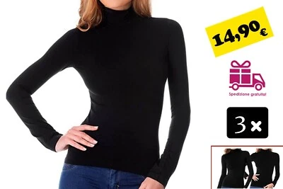 3PZ Dolcevita Lupetto da Donna in morbida Microfibra Maglia Invernale Collo Alto - Immagine 1 di 3