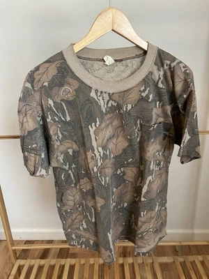 Mossy Oak Short Sleeve Shirt Men’s Faded Fall Foliage Hunting Brown Camo USA - Image 1 of 4