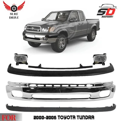 Front Bumper Chrome Steel & Fog Light Assembly Kit For 2000-2006 Toyota Tundra - Imagem 1 de 4