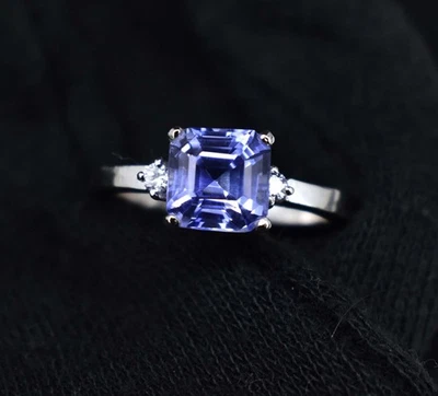 Anello di fidanzamento con ciondolo in argento sterling 925 zaffiro blu... - Immagine 1 di 4